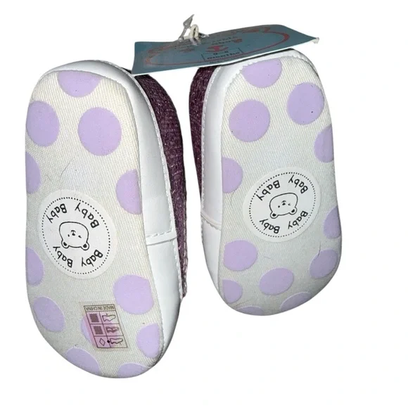 Rabeisir baby crib shoes pink & purple sparkly glitter sneakers Size 0-6 Months - Picture 4 of 9